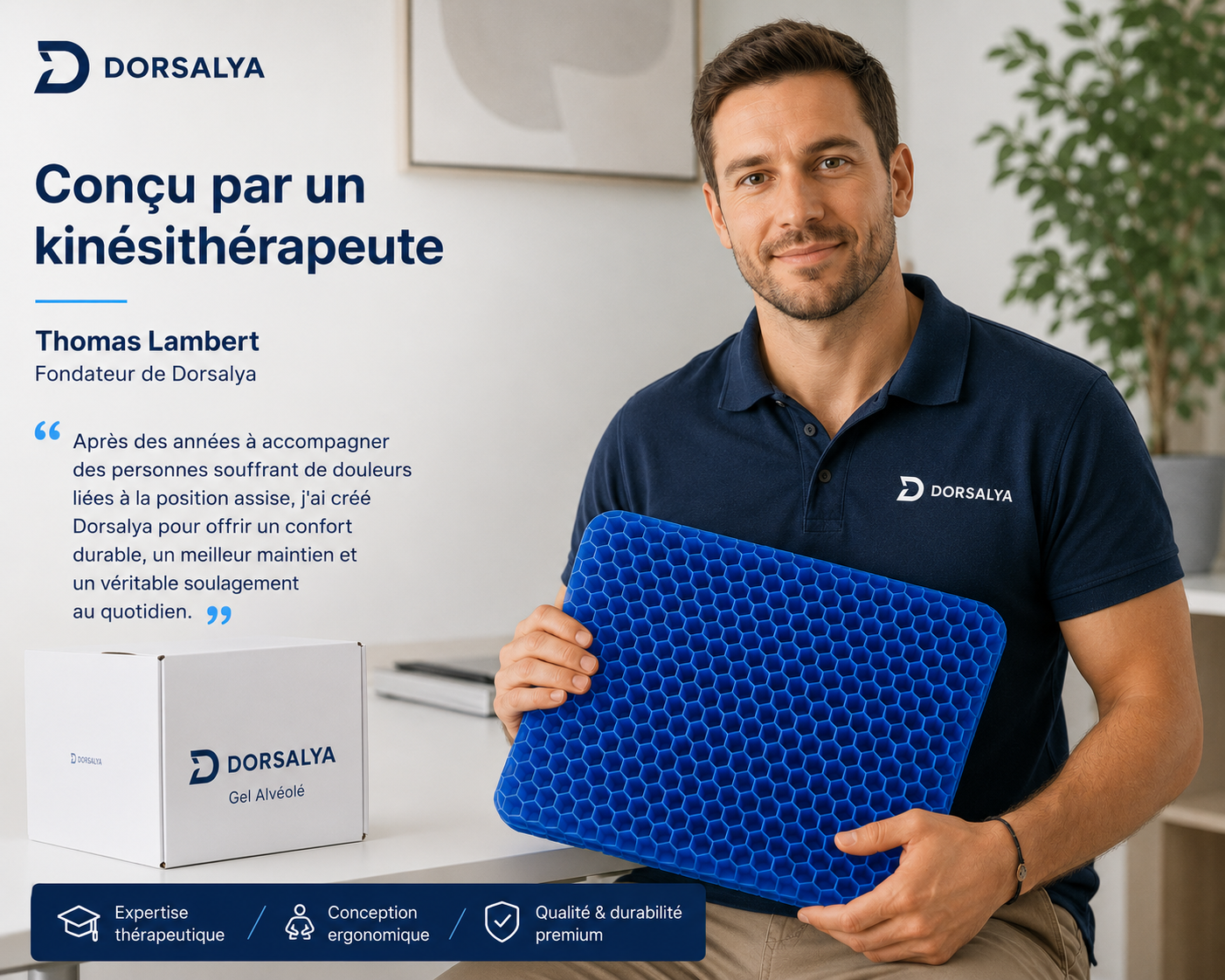 Coussin Gel Alvéolé Dorsalya® — Recommandé par les Ostéopathes